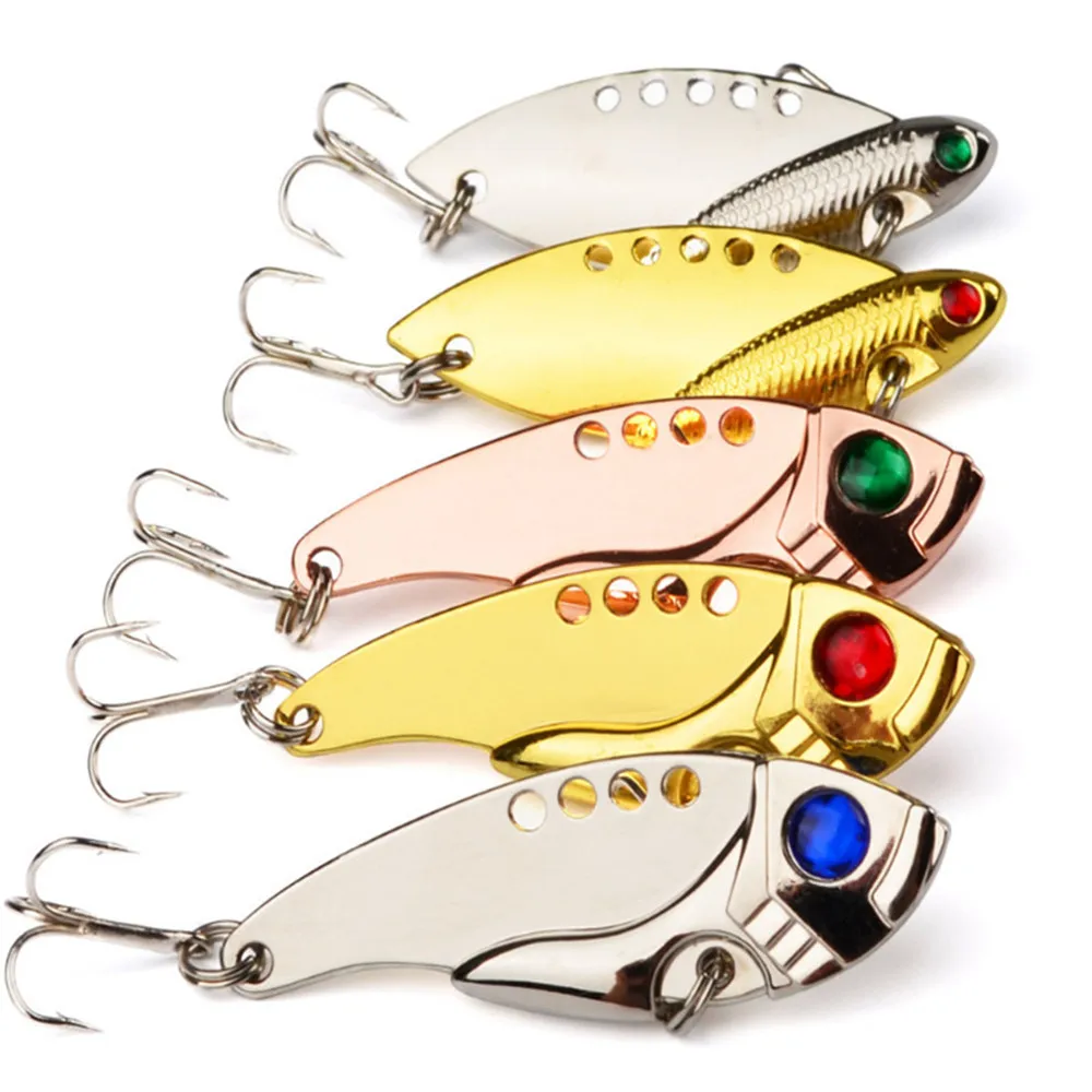 

5pcs VIB Spoon Fishing Lure 11g/5.5cm Metal Spinner Fishing Bait Crankbait Bass Artificial Hard Baits Cicada VIB Fishing Tackle