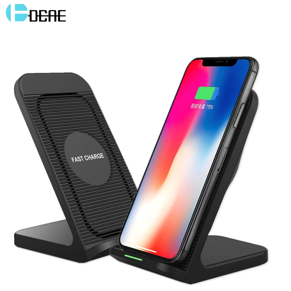 

DCAE QI Wireless Charger Stand For iPhone XS Max XR X 8 Plus 10W Fast Charging Holder for Samsung S9 S8 Note 8 9 Xiaomi Mix 3 2S