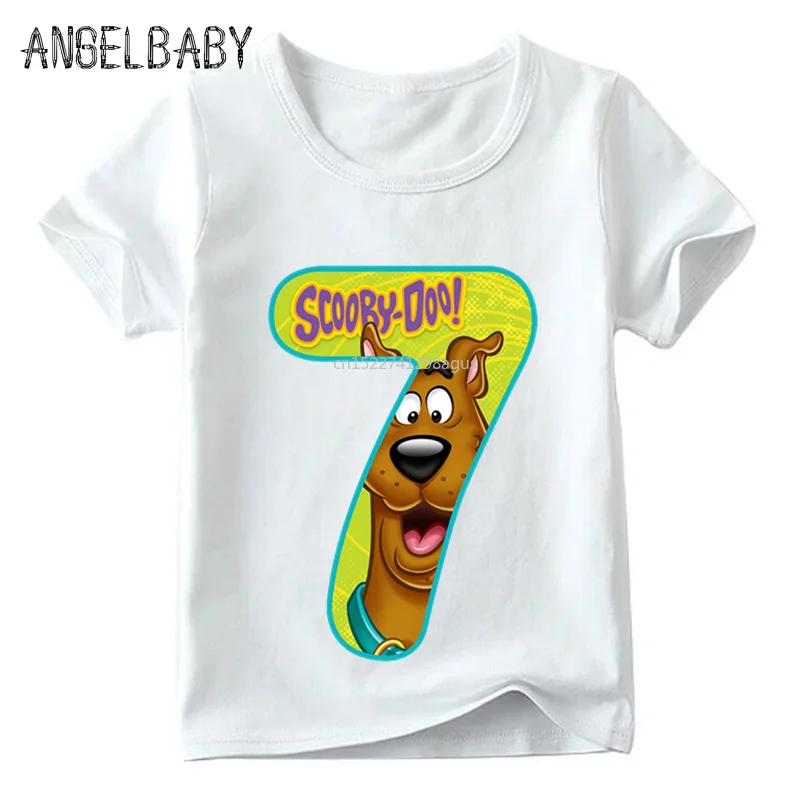 Boys and Girls Cartoon Scooby Doo Number 1~9th Print T shirt Baby Funny Cute T-shirt,Kids Birthday Present Clothes,ooo2427