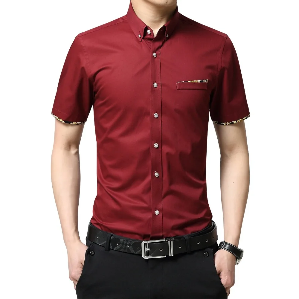 TFETTERS Plus Size 5XL 2018 Summer New Korean Style Men Short Sleeve Shirt Fashion Solid Color Slim Fit Casual Shirt Men Clothes