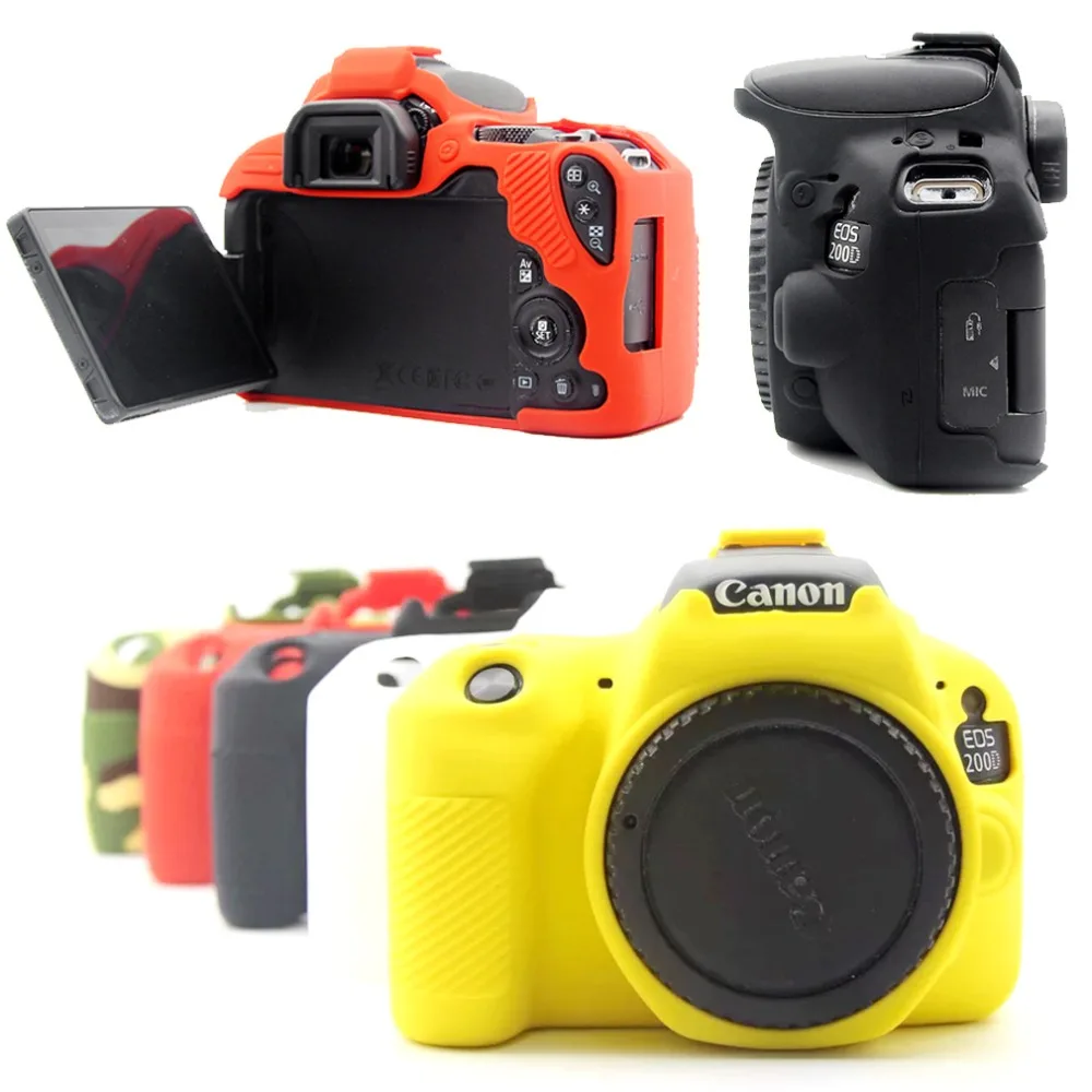 

Rubber Silicon Protective Case Body Cover Soft camera bag for Canon EOS 200D 250D Rebel KISS X9 X90 SL2 SL3 Frame Skin case