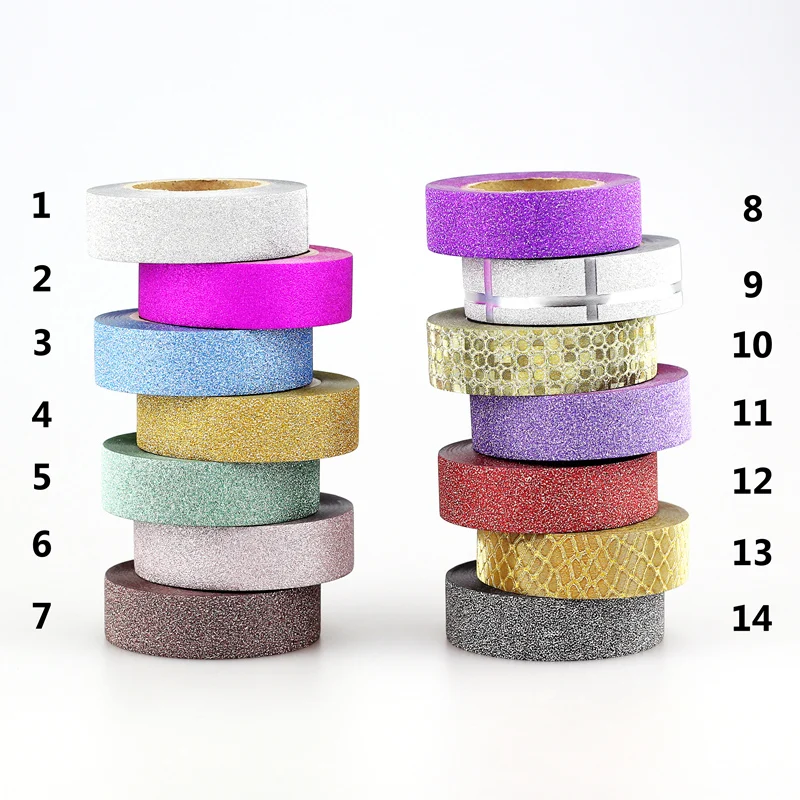 1pc/lot 10m 14 Colors Glitter Tape Scrapbooking Photo Album Stickers