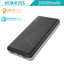 ROMOSS PIE20 PRO 20000mAh Power Bank QC3.0 PD3.0 External Battery For iPhone8 iPhoneX Type C Two way Quick Charge PD3 Power Bank