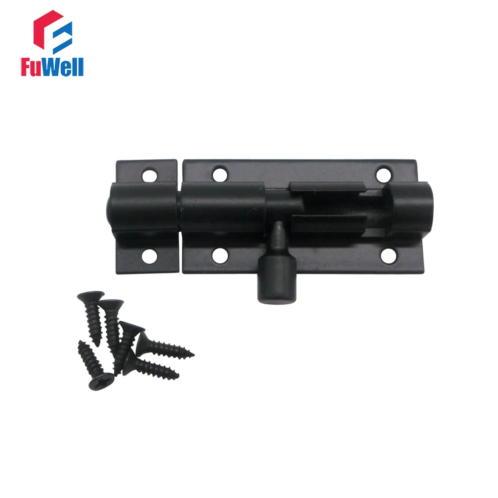 Black Barrel Bolt 2/3/4/5/6/8inch Aluminum Alloy Door Latch Hardware