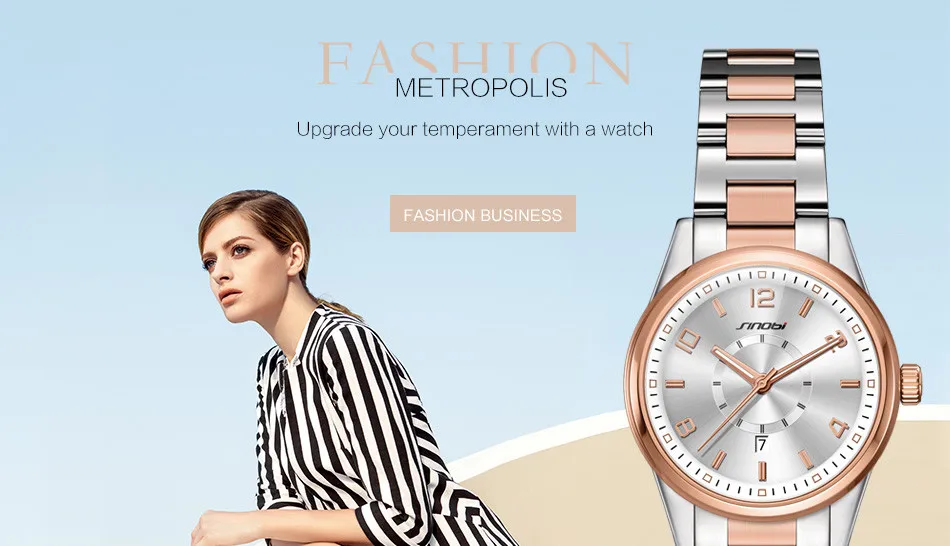 SINOBI Fashioh для женщин Бизнес наручные часы Лидирующий бренд Дата роскошные золотые женские кварцевые часы женский браслет relogio feminino 2017