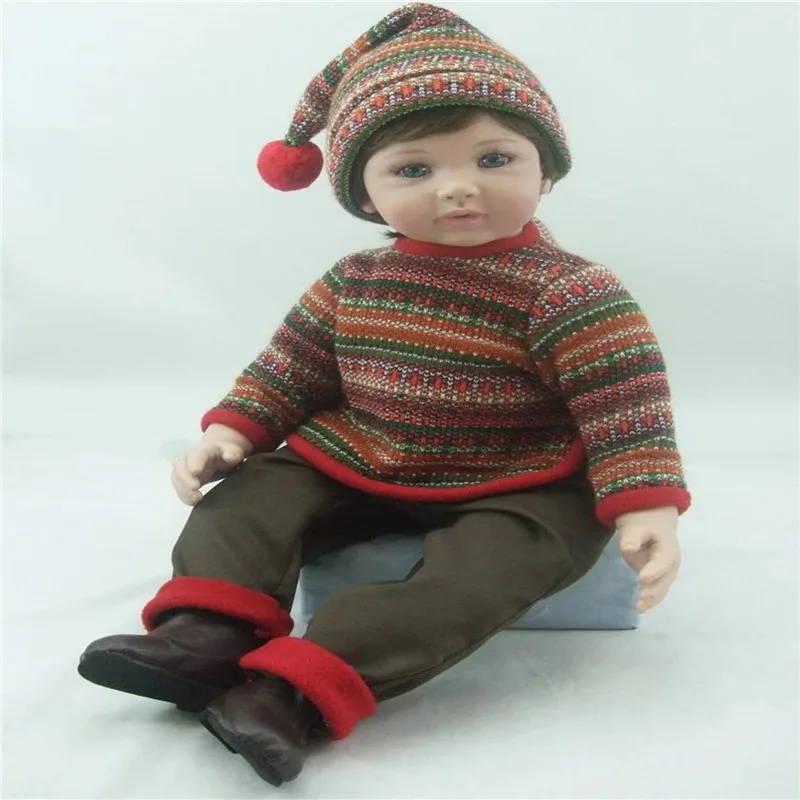 22 inch 55 cm reborn Silicone dolls, lifelike doll reborn toys Wool clothes doll Holiday gift