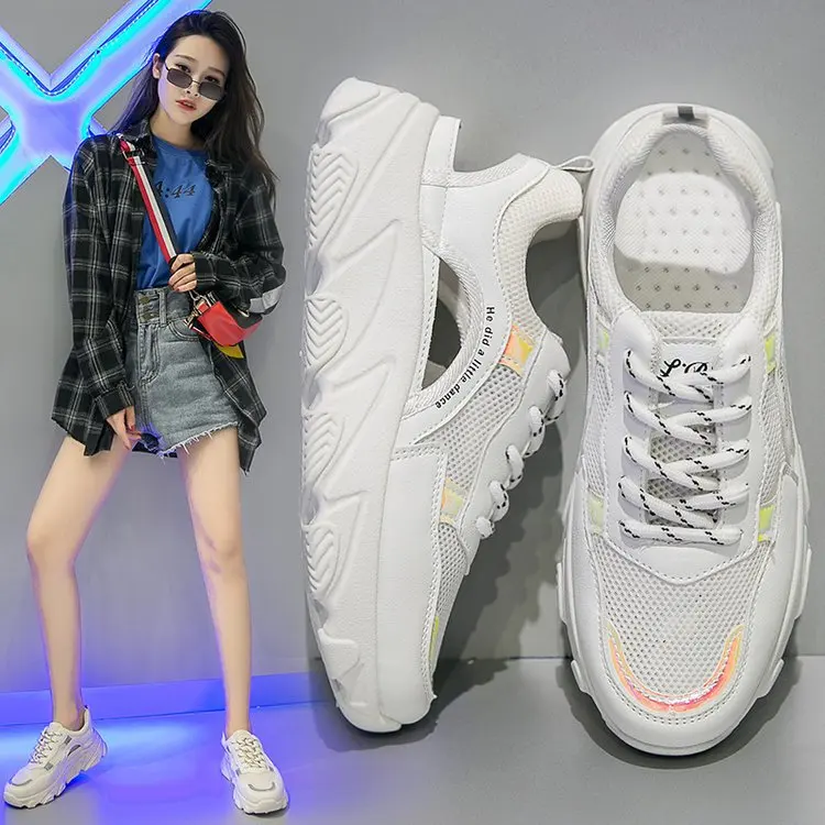 

Women's Vulcanized Shoes 2019 Fashion New Arrived Tenis Feminino Breathable Mesh Shoes Woman Casual Shoes Women Chunky Sneakers