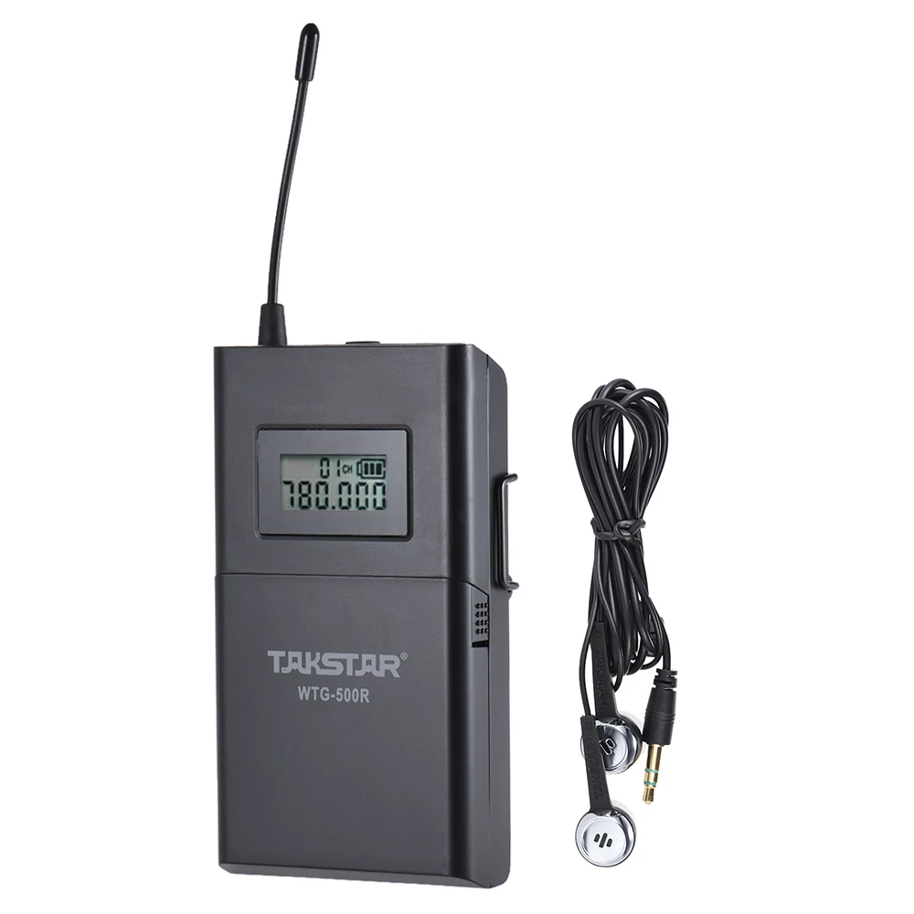 TAKSTAR WTG-500R UHF Wireless Acoustic Transmission Receiver 100m Effective Range 6 Selectable Channel LCD Display with Earphone - Цвет: Receiver