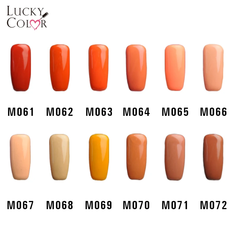 Lucky color, 12 цветов, оранжевый, серия, Гель-лак для ногтей, высокое качество, долговечный, впитывается, УФ светодиодный для маникюра ногтей, инструменты, 10 мл