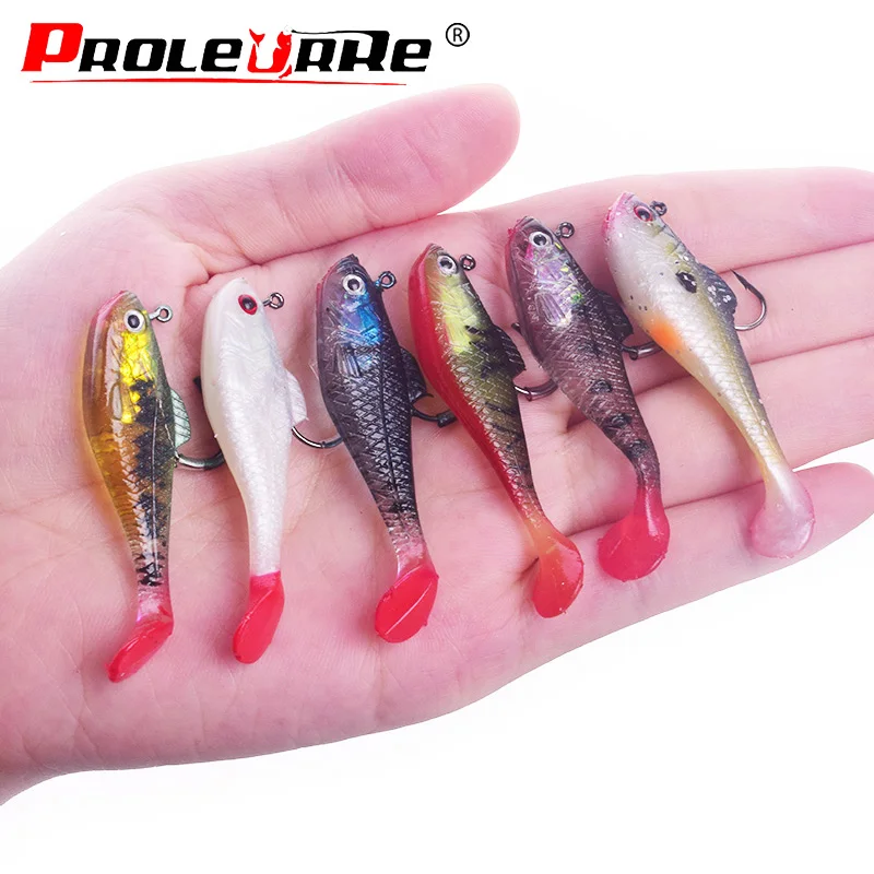 Proleurre Jigging Soft Bait Fishing Lures 80mm/11.5g 50mm/3.5g Lead Head Jig Fish Swimming T Tail S