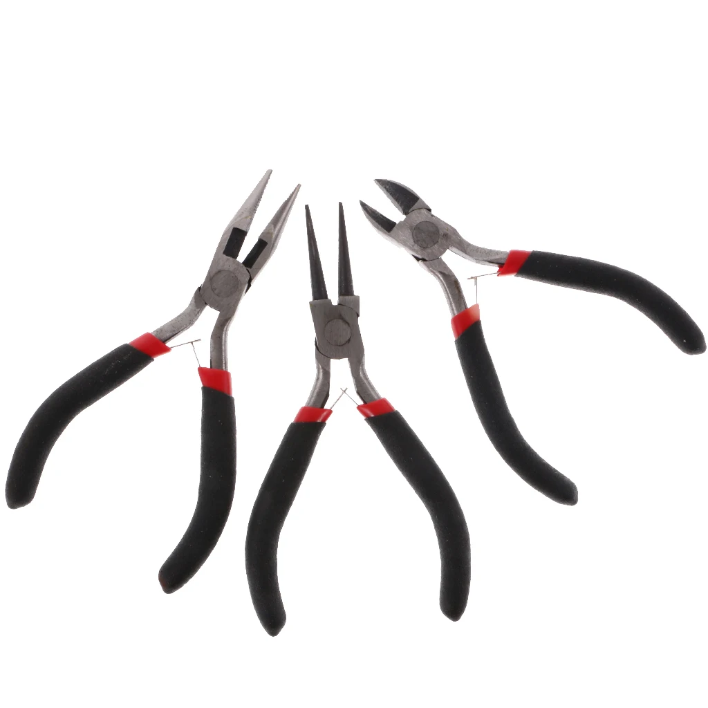 

3 Pcs/Set Jewelry Pliers Jewelry Making Beading Crafts Tools Diagonal Cutting Plier Round Nose Plier & Long Nose Plier Kit