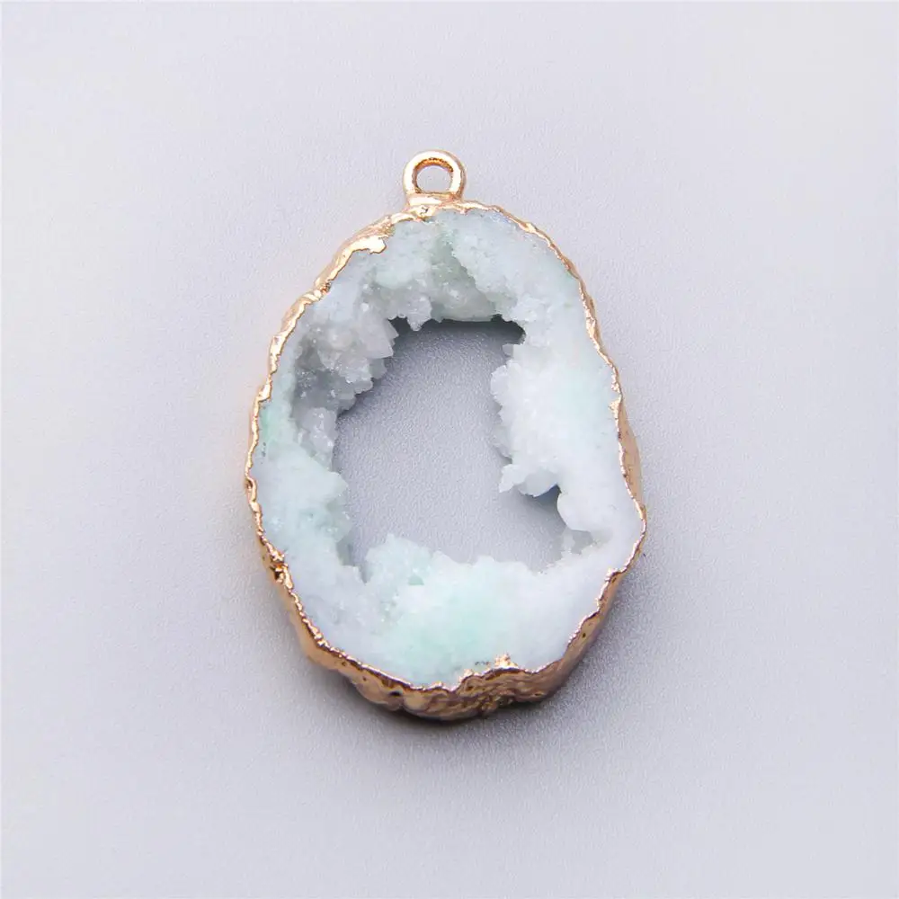 

10pcs Irregular agates druzy connector natural quartz pendant gold druzy necklace pendant stone pendulum handmade jewelry making
