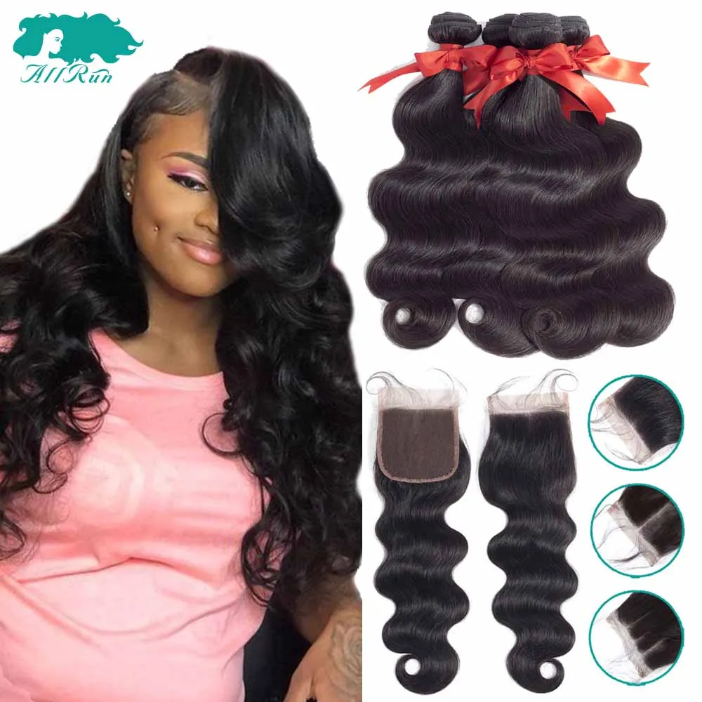 ALLRUN Peruvian Body Wave 3 Bundles With Closure Remy Human Hair Weave Bundles 4x4 Lace Closure With Bundles Free Part Closure ALLRUN Peruvian Body Wave 3 Bundles With Closure Remy Human Hair Weave Bundles 4x4 Lace Closure With Bundles Free Part Closure