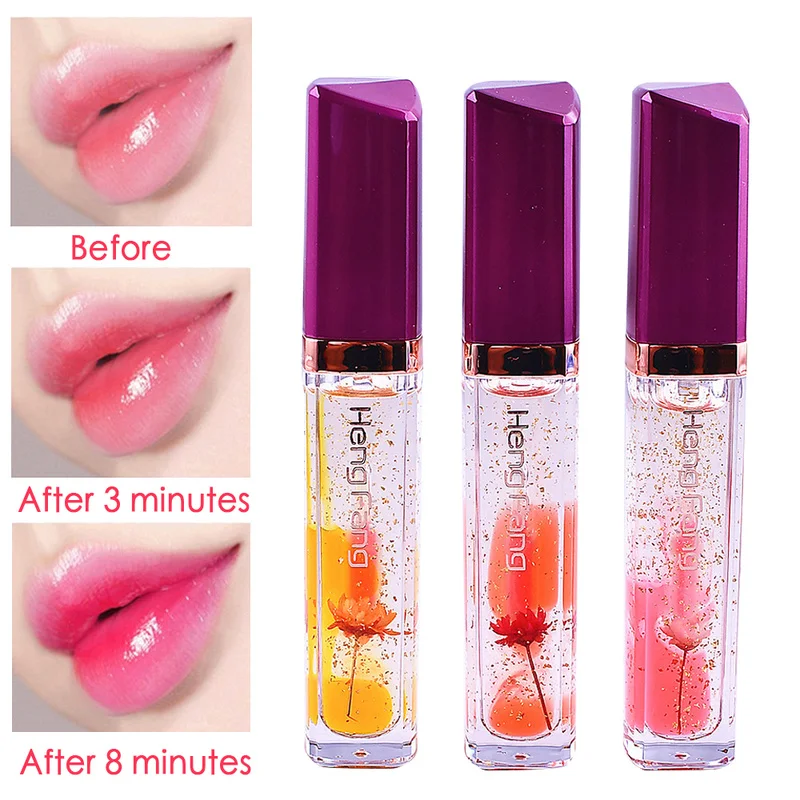 

Lip Gloss Liquid Tint Moisturizing & Waterproof Lips Magic Color Temperature Change Flower Luster Glossy Lipstick TSLM1