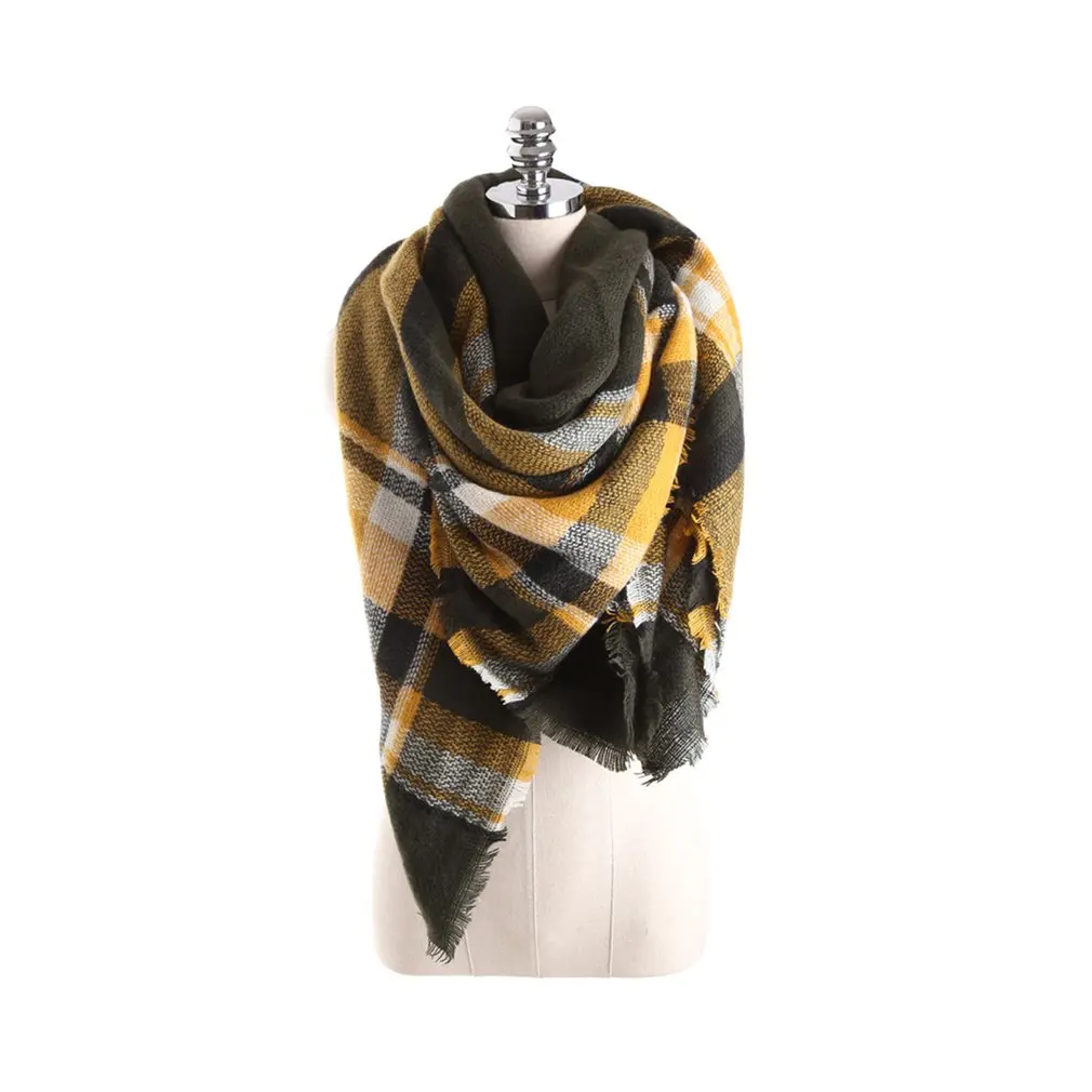 Зимний шарф для женщин, брендовая дизайнерская шаль, кашемировые клетчатые шарфы, одеяло, оптовая продажа, бандана, Пашмина, Дамская