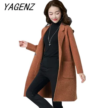 

Winter Double-faced Wool Jacket 2019 Fashion Loose Mid-length Women Coat Large size Thick Belt Pocket Female Wool Warm Coat 5XL