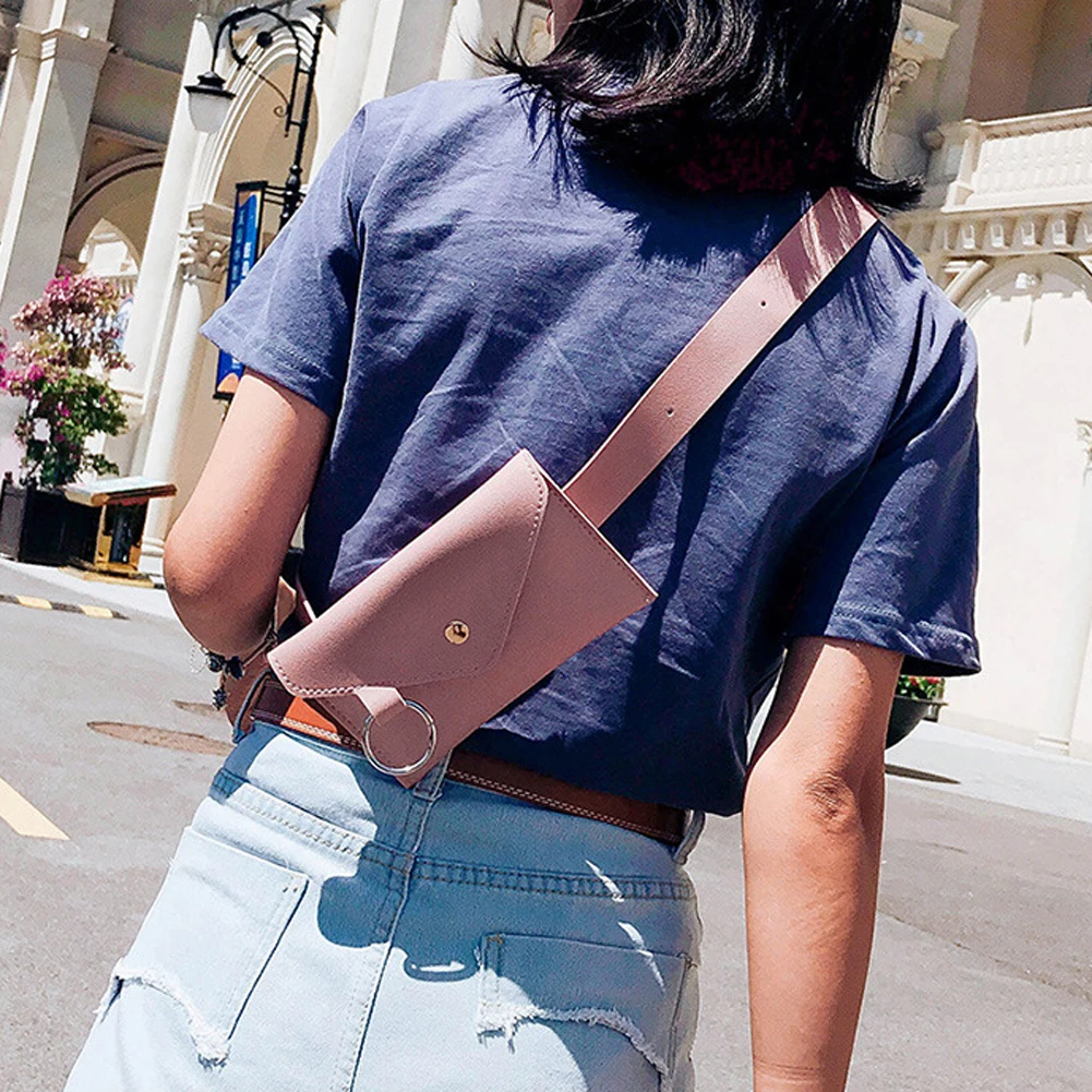 Женская мода Конверт поясная сумка твердая искусственная кожа большие кольца сумка на плечо кошелек ремень для денег Телефон кошелек сумка