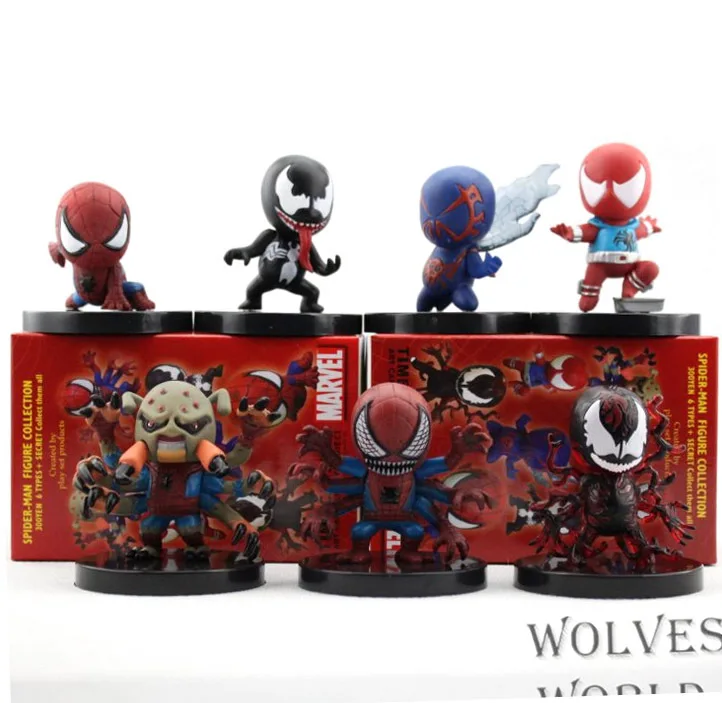 7pcs/set Spiderman Venom Action Figures PVC brinquedos Collection Figures toys for christmas gift Retail box 7pcs/set Spiderman Venom Action Figures PVC brinquedos Collection Figures toys for christmas gift Retail box