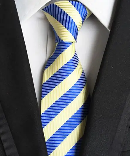 Модные галстуки классические мужские полосатые желтые темно-синие свадебные галстуки жаккардовые плетёные шелковые мужские Одноцветный галстук галстуки в горошек - Цвет: LUC-14