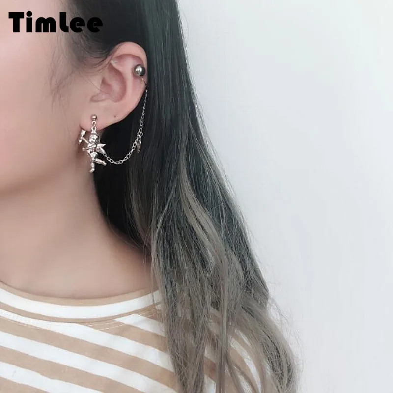 

Timlee E218 New Temperamental Lovely Cupid Angel Heart Star Asymmetric Alloy Drop Earrings,Fashion Jewelry Wholesale