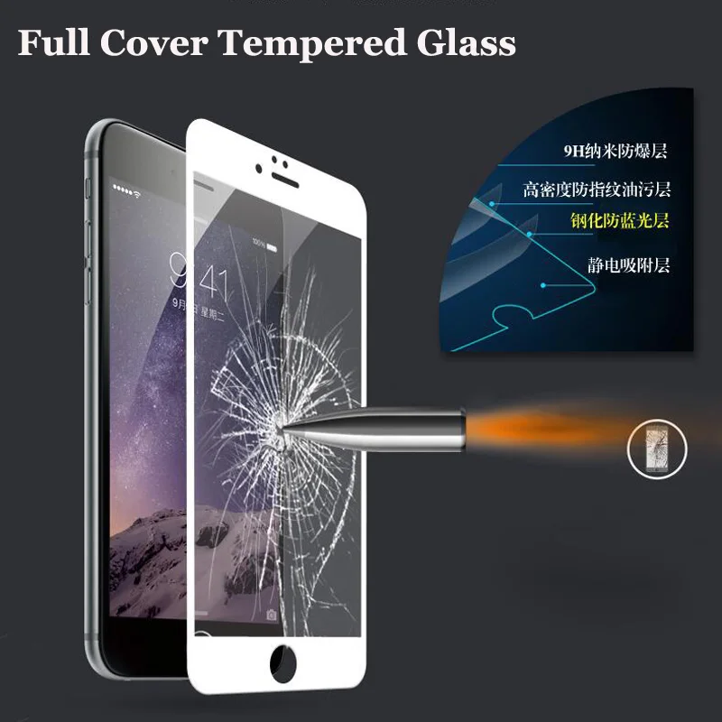 Volle Abdeckung Screen Protector Gehärtetem Glas Für iPhone 5 5S SE 5C 6 6S 8 Plus X 7 gehärtetem G