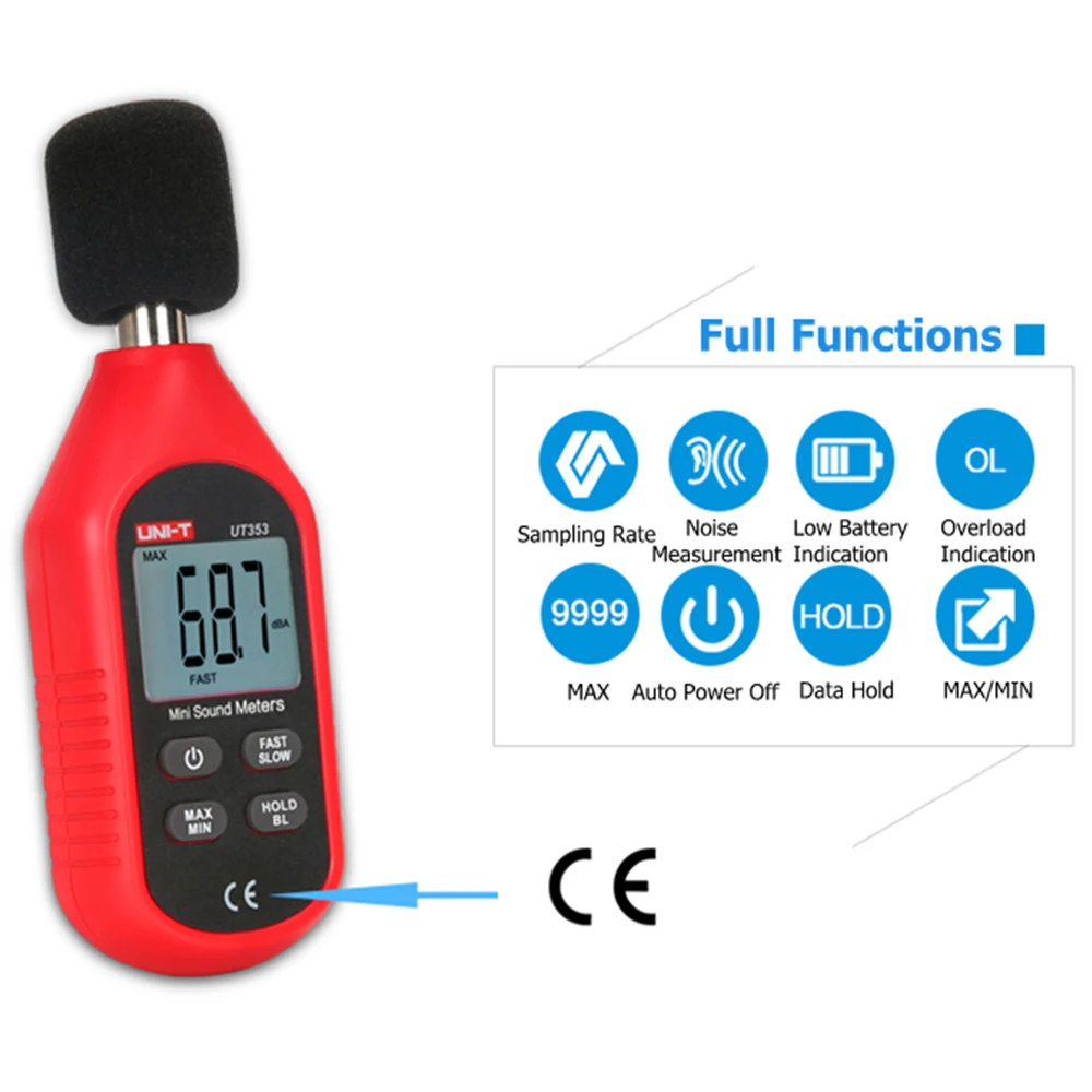 UNI-T UT353 Mini Sound Level Meter 30~130dB Noise Measuring Instrument db Meter Digital Voice Decibel Monitor LCD Backlight