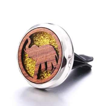 

316L Elephant Wooden Car Air Vent Freshener Perfume Diffuser Car Air Clip Aromatherapy Essential Oil Diffuser Locket Pendant