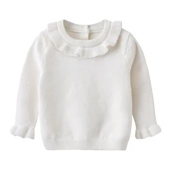 

Infant Baby Girls White Ruffles Sweater, Girls Winter Clothes Tops