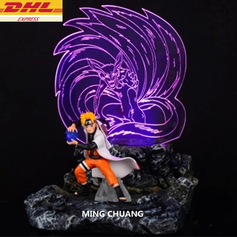 Статуя Наруто Uzumaki Kurama лиса хвост зверь бюст 3D светящийся Полный Длина Портрет Фигурка Коллекционная модель игрушки D232