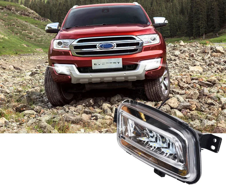 

LED Car Front Daytime Running Light DRL Fog Turn Light For Ford Everest 2016 2017 2018