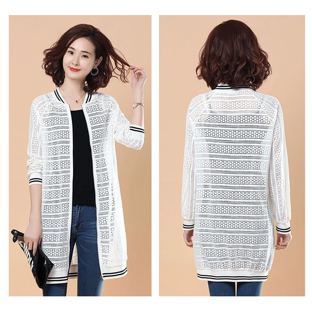 Spring and summer new style temperament Lace hollow long coat womenXL-5XL Large Size Short Baseball coat