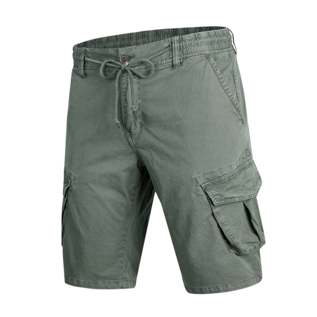 Fashsiualy бермуды masculina Модные мужские повседневные хлопковые карманы Твердые на открытом воздухе рабочие брюки Карго короткие брюки шорты мужские