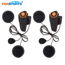 Fodsports Russia Stocks 2pcs/Lot Motorcycle Helmet Intercom Headsets IPX7 Waterproof Interphone with FM Radio Stereo Music