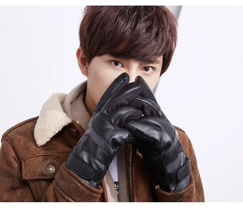 BING YUAN HAO XUAN мужские зимние Имитационные кожаные термотеплые перчатки мужские зимние смартфоны с использованием перчаток для вождения