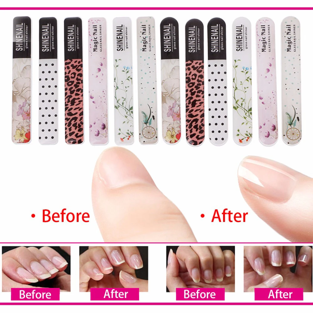 10 Pcs/set Durable Nail File Crystal Glass Buffer Sanding Nail Art
