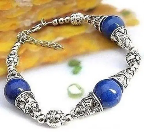 Huij 001480 красивый синий бусины тибет серебряный браслет 5 шт