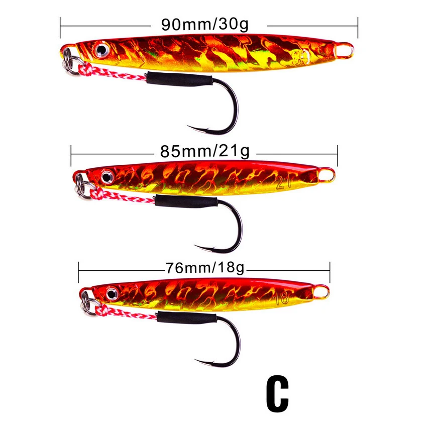 1 шт., свинцовая рыба, 18 г/21 г/30 г, металлический джиг, приманка для рыбалки с/без крючков, 5 цветов, нож с блестками, воблер, искусственная жесткая приманка