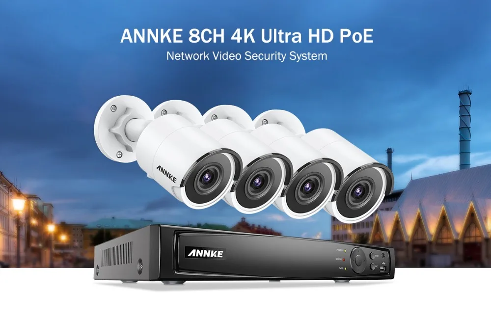 ANNKE 8CH 4K Ultra HD POE сетевая система безопасности Видео 8MP H.265 NVR с 4 шт 8MP Всепогодная ip-камера с 1 ТБ/2 ТБ/4 ТБ HDD