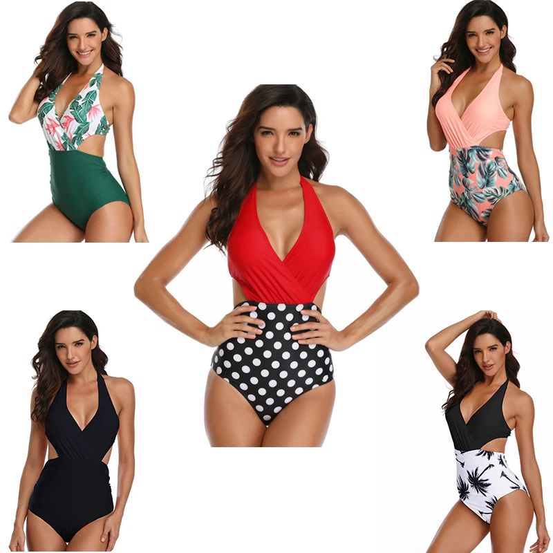 

PRYDYC Swimwear One Piece Sexy Deep V Neck Printing Swimsuit Woman One Piece Woman Swimsuit High Waist Swimwear Women Monokini