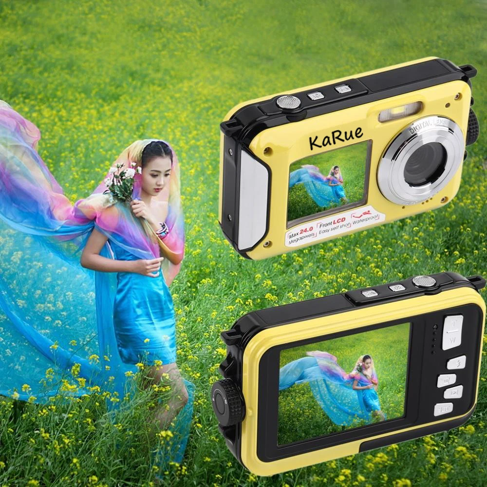 KaRue W599 Professional Camera 24 MP 2.7inch 3MP CMOS Front Rear Dual-screen Digital Cameras Waterproof Compact Camera