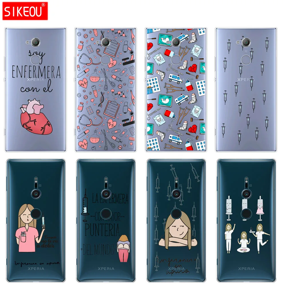 

silicone Cover phone Case for sony xperia XA1 XA2 ULTRA PLUS L1 L2 XZ1 XZ2 compact XZ PREMIUM Cartoon Medicine Nurse transparent