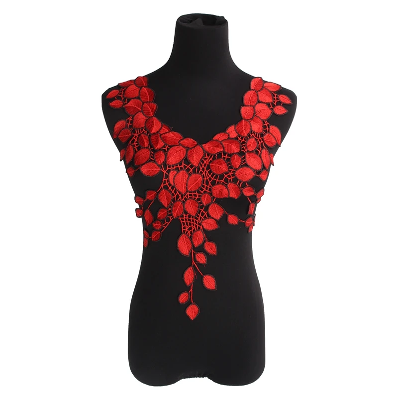 

Rose Flower Sew On Patch Iron Patch Applique Embroidery Neckline Lace Sewing Patches Sticker For Dress Clothing