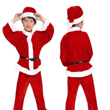 

2018 Hot Selling Toddler Kids Boy sgirl Christmas Party cosplay Clothes Santa Claus Costumes Tops+Pants+belt+Hat 100-160cm