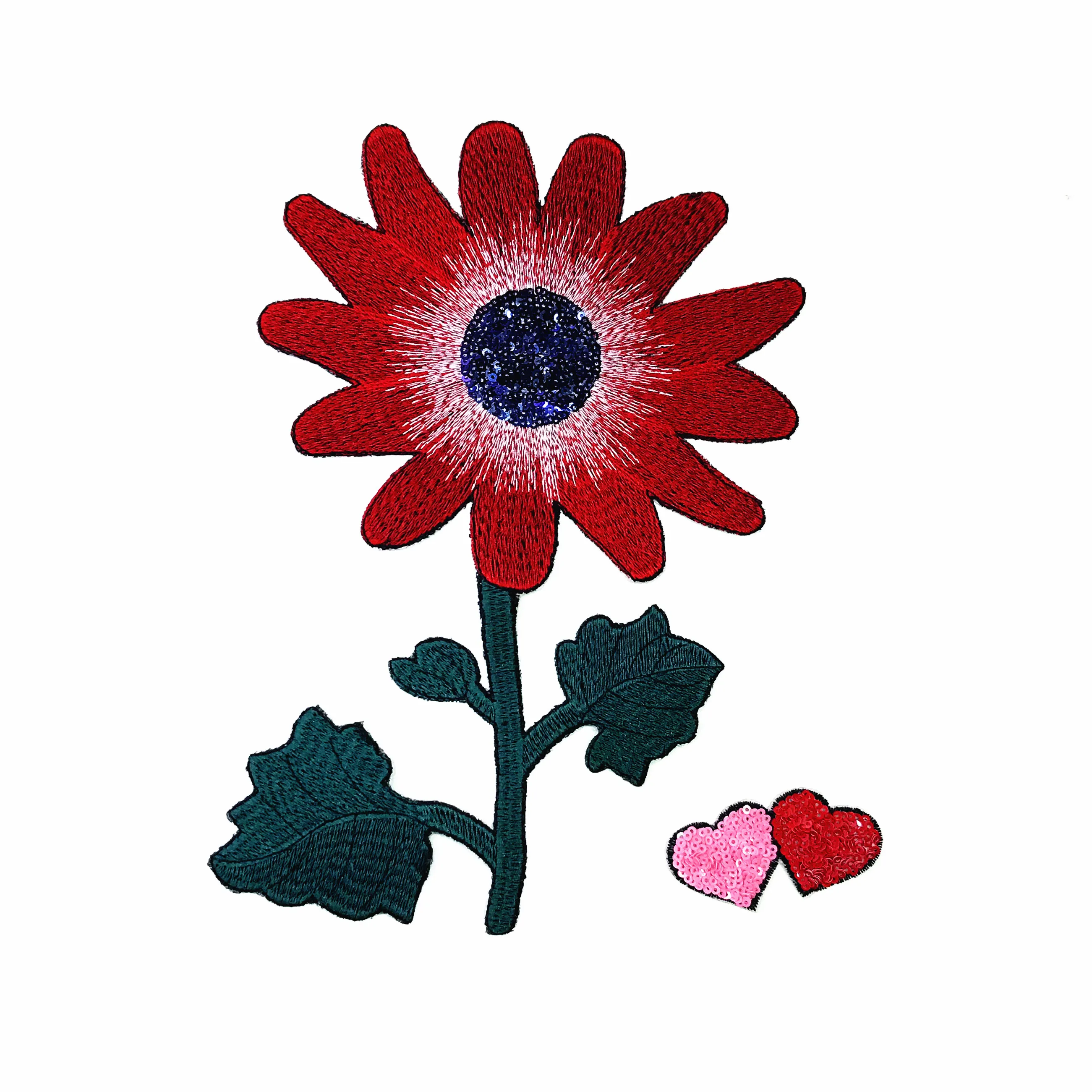 

Embroidery red flowers sequins patches for clothes stickers clothes sew on parches bordados para ropa toppe per vestiti