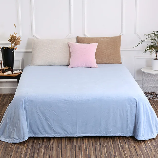 Fashion Small Fresh Light Blue Solid Color Bedding 1pcs Flat Sheets Fashion Small Fresh Light Blue Solid Color Bedding 1pcs Flat Sheets King Size Bed Queen