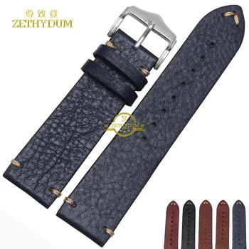 

Retro Frosted Genuine leather watch strap bracelet handmade watchband 18 20mm 22mm watch band with Thread wristwatches wholesale