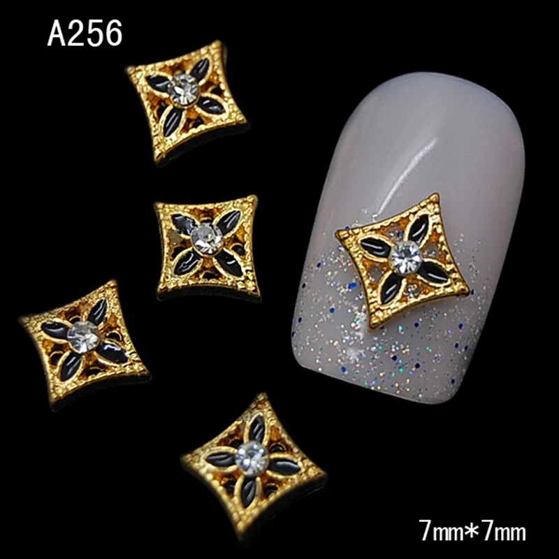 10PCS Beauty Gold Silver Nails Charms 3D Metal Nail Art Decoration