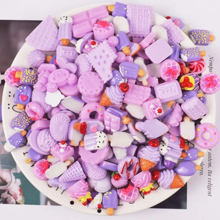 10 шт./лот мини конфеты шоколад Еда милые единороги, из смолы, в форме продуктов питания Flatback кабошоны для телефона деко Скрапбукинг DIY ремесла - Цвет: Purple Mix