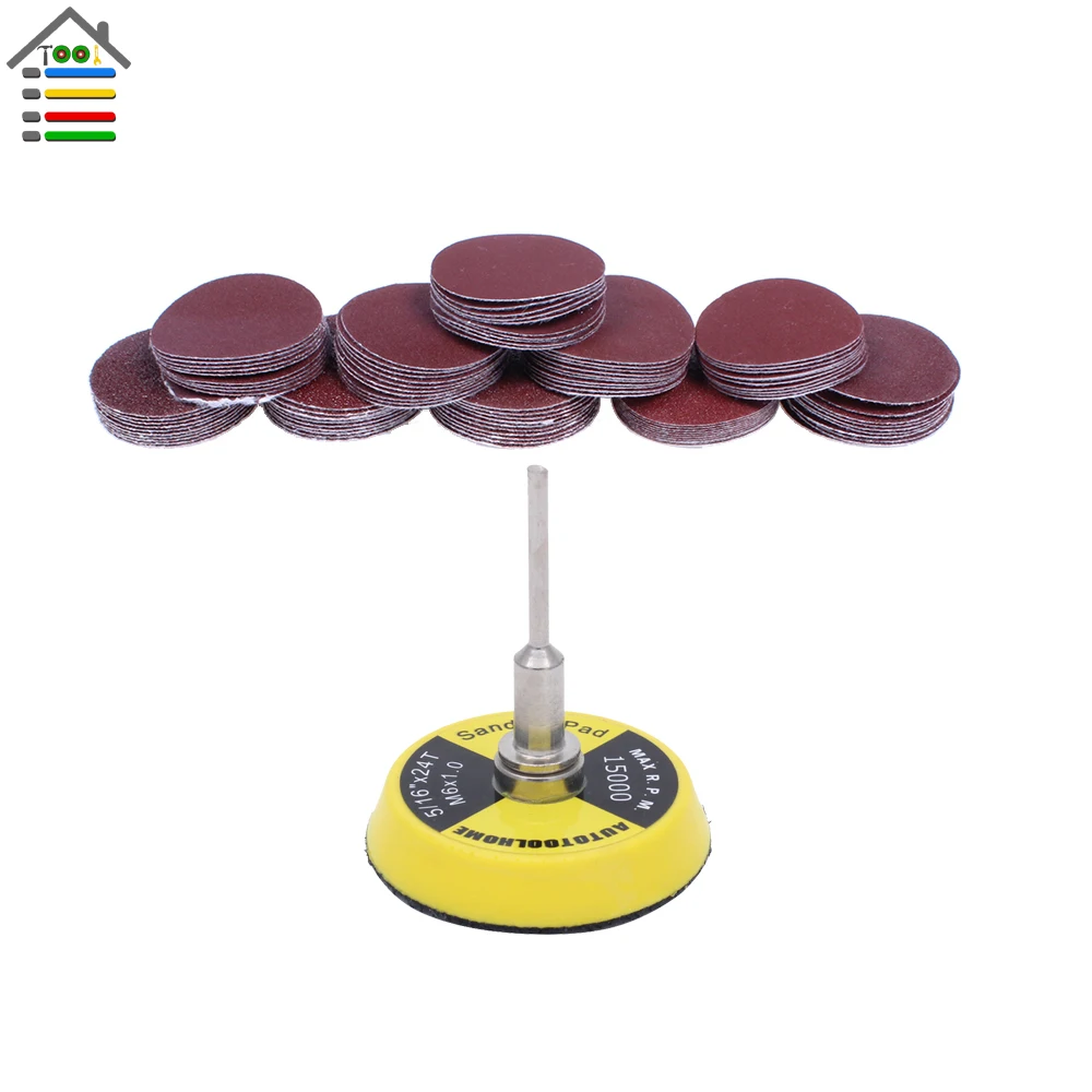 

100PCS Sander Disc Sanding Pad Polishing 50mm 40-400 Grit Paper + 1pc Hook Loop Plate fit Dremel 4000 Electric Grinder Abrasive