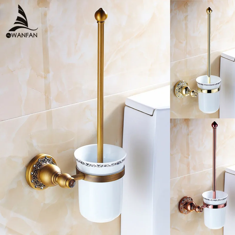 Ceramic Toilet Brush Holders Antique Bronze Solid Brass Toilet Bowl